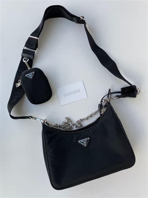 prada black crossbody bag with chain|prada crossbody bag black nylon.